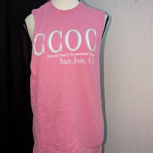 Gildan Pink Tank Top with White Lettering